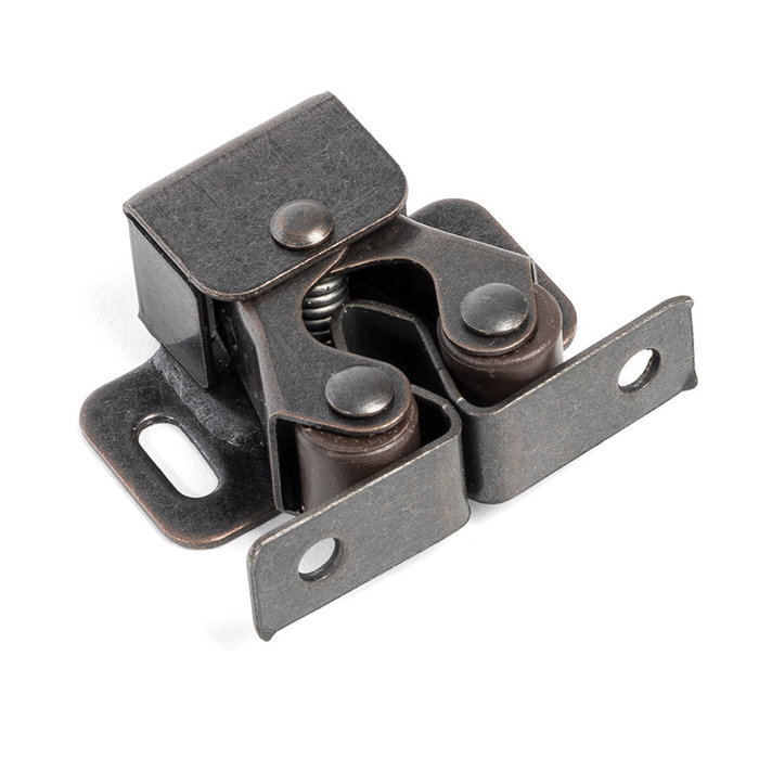 Herrajes ALK - Butoir double à double rouleau caoutchouc, finition moka, en métal pour portes de meubles, montage facile