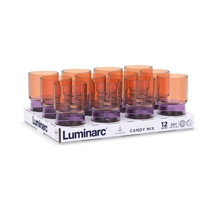Luminarc Verre à Eau Candy Mix 32 cL Orange en Verre Trempé Extra Résistant