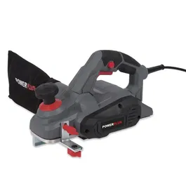 Powerplus - Rabot électrique 900 W, vitesse 17000 min-1, guide latéral, sac à poussière et connecteur pour extracteur