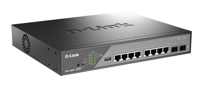 D-Link DSS-200G - Commutateur Gigabit PoE++ 8 ports pour Surveillance IP, livraison PoE jusqu'à 250 m, design fanless sans bruit, 130 W, VLAN Auto, protection 6 kV