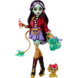 Monster High Poupee Jinafire Long Dragon, Poupée Articulée avec 7 Accessoires et Animal de Compagnie, Jouet pour Enfants à partir de 3 Ans