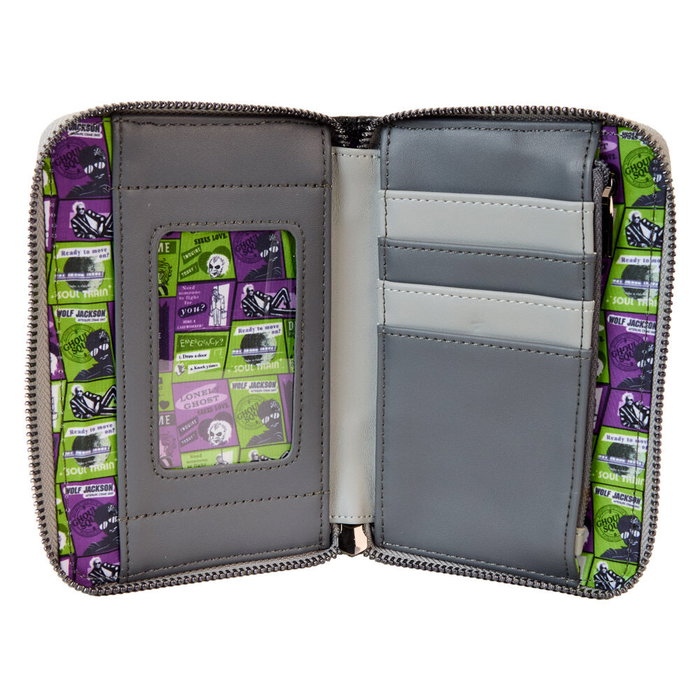 LOUNGEFLY Portefeuille Lydia Deetz Beetlejuice 2 avec brillance dans le noir en cuir vegan - Cartera Loungefly