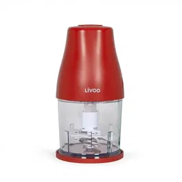 Livoo Hachoir Électrique DOP244R - 400W - Bol Gradué 300 ml avec 2 Lames en Acier Inoxydable - 1 Vitesse et Fonction Turbo