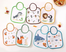KioKids Set de 7 Bavoirs Imperméables Motifs Animaux