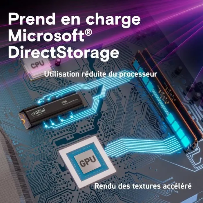 Crucial CT2000T500SSD5 SSD 2To PCIe Gen4 NVMe M.2 Interne Gaming avec Dissipateur pour PlayStation 5