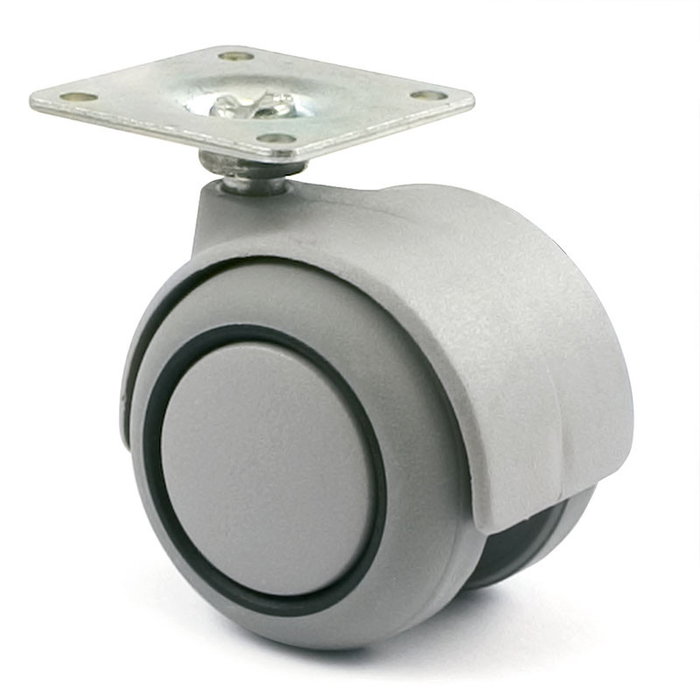 Q&Q Roue Pivotante Onix Aro Double Polyamide Bande Roulement Gomme Ø50 Gris Plaque Embellisseur Acier Charge Max 40kg Q&Q Roue Pivotante Onix Aro Double Polyamide Bande Roulement Gomme Ø50 Gris Plaque Embellisseur Acier Charge Max 40kg