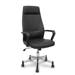 Fauteuil Opti520 Mécanisme d'inclinaison Cuir écologique Noir Structure chromée Accoudoirs fixes Sans appui-tête Roulettes en nylon 50 mm