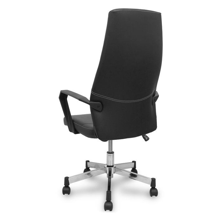 Fauteuil Opti520 Mécanisme d'inclinaison Cuir écologique Noir Structure chromée Accoudoirs fixes Sans appui-tête Roulettes en nylon 50 mm