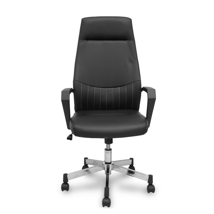 Fauteuil Opti520 Mécanisme d'inclinaison Cuir écologique Noir Structure chromée Accoudoirs fixes Sans appui-tête Roulettes en nylon 50 mm