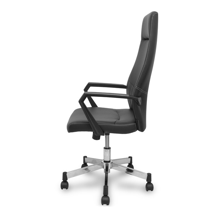 Fauteuil Opti520 Mécanisme d'inclinaison Cuir écologique Noir Structure chromée Accoudoirs fixes Sans appui-tête Roulettes en nylon 50 mm