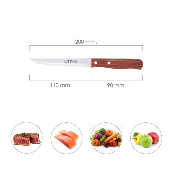 ORYX Couteau Montana Multifonction Lame Lisse 11 cm Manche Bois