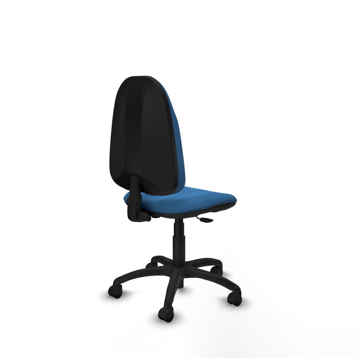 Chaise Algarra Contact permament de base Cuir écologique Bleu clair Structure polyamide noire Sans accoudoirs Sans appui-tête Roulettes en nylon 50 mm