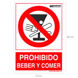 WOLFPACK LINEA PROFESIONAL Panneau Interdit de Manger et de Boire 30x21cm