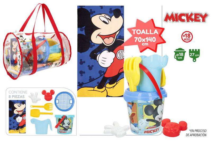 Color Baby Set de plage Mickey avec sac à dos seau et serviette