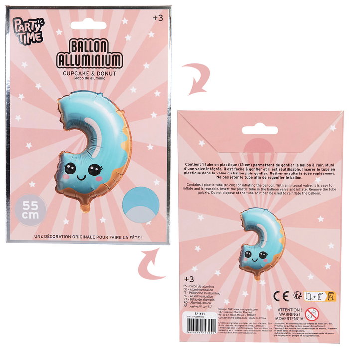 Party Time Ballon Aluminium Donut et Cupcake Style Kawaii