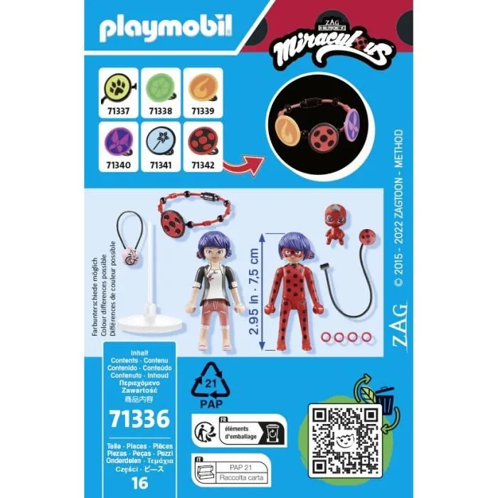 Playmobil 71336 Bracelet Miraculous avec Breloques - Marinette & Ladybug - Accessoire Enfant