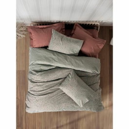 BigBuy Home Parure de couette rouge à carreaux 220 x 240 cm
