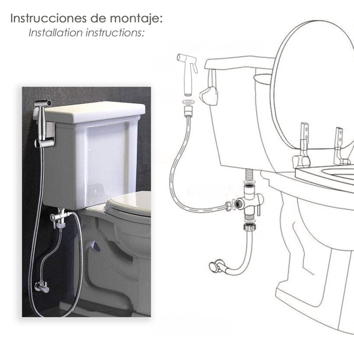 WOLFPACK LINEA PROFESIONAL Douche Bidet WC avec Valve Céramique H 1/2, M 1/2, M 1/2
