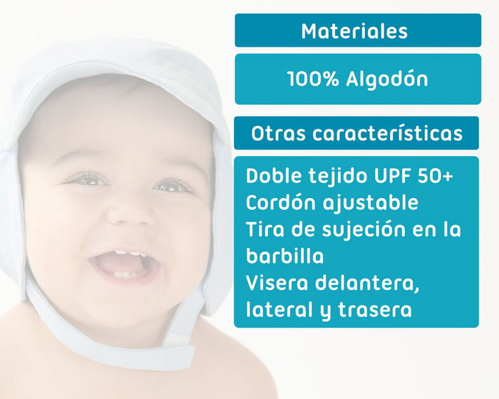KioKids Chapeau de bébé bleu avec protection solaire UPF 50+ KioKids Chapeau de bébé bleu avec protection solaire UPF 50+