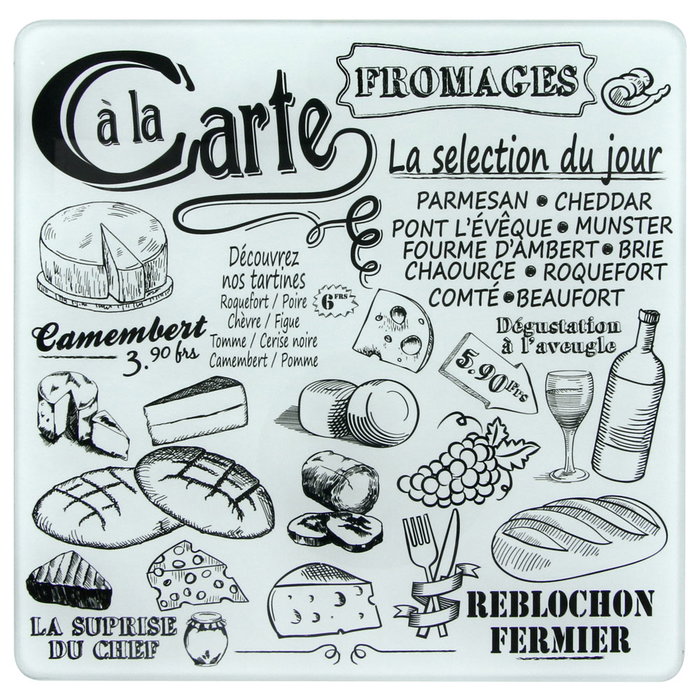 Cook Concept Planche à fromage en verre BISTROT avec 3 couteaux