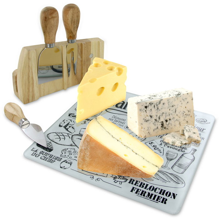 Cook Concept Planche à fromage en verre BISTROT avec 3 couteaux