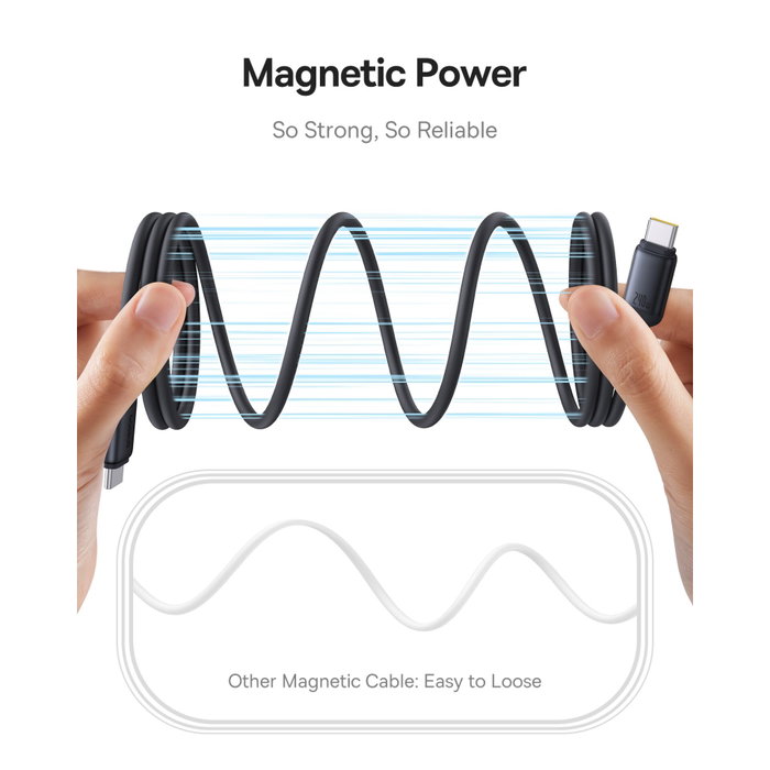 Baseus PicoGo Câble de charge magnétique USB-C 240W 1m, noir