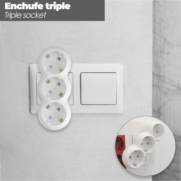 WOLFPACK LINEA PROFESIONAL Adaptateur Triple Schuko Recto Blanc 16A 250V