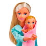Steffi Love Pediatra 5733493 - Poupée pédiatre Steffi avec masque, tablier et stéthoscope, soins du bébé, jeu de rôle éducatif, pour enfants à partir de 3 ans