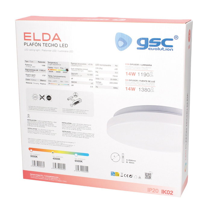 GSC Evolution Plafonnier de plafond LED Elda 14W 4000K