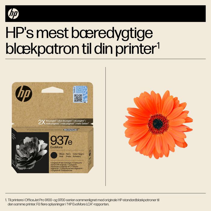 HP 937e Cartouche d'encre authentique Noir EvoMore - Recyclable, haute capacité pour imprimantes OfficeJet Pro série 9000