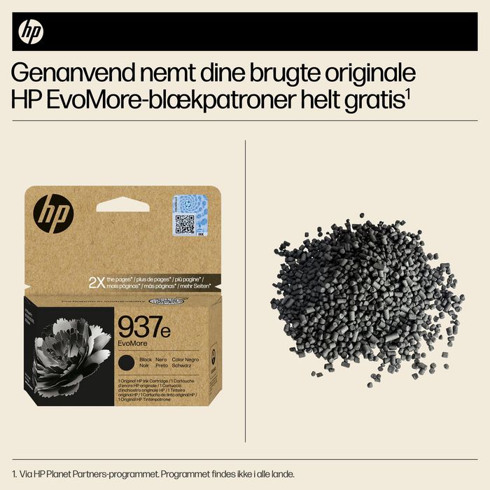 HP 937e Cartouche d'encre authentique Noir EvoMore - Recyclable, haute capacité pour imprimantes OfficeJet Pro série 9000