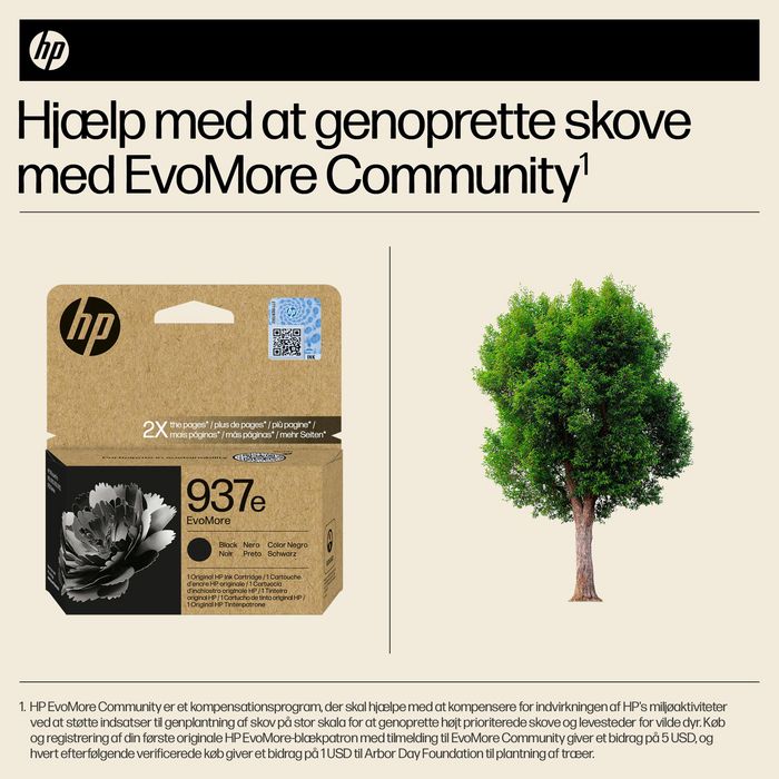 HP 937e Cartouche d'encre authentique Noir EvoMore - Recyclable, haute capacité pour imprimantes OfficeJet Pro série 9000