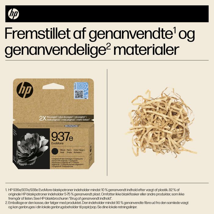 HP 937e Cartouche d'encre authentique Noir EvoMore - Recyclable, haute capacité pour imprimantes OfficeJet Pro série 9000