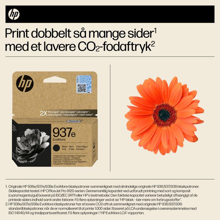 HP 937e Cartouche d'encre authentique Noir EvoMore - Recyclable, haute capacité pour imprimantes OfficeJet Pro série 9000