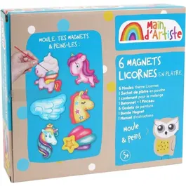 Main D'Artiste - Kit Création Magnets Licorne - Loisir Créatif Enfant - A Partir de 5 Ans - Plâtre, Moule, Peinture, Pinceau