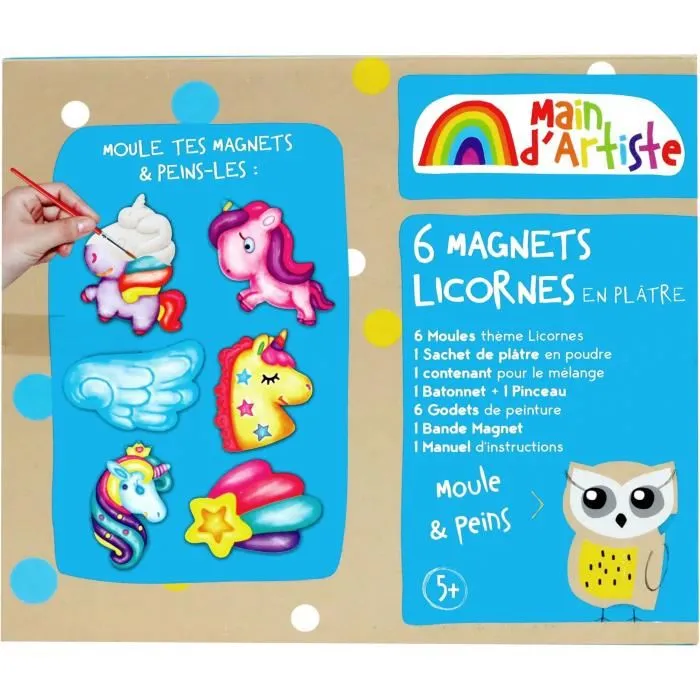 Main D'Artiste - Kit Création Magnets Licorne - Loisir Créatif Enfant - A Partir de 5 Ans - Plâtre, Moule, Peinture, Pinceau