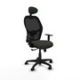 Piqueras Y Crespo Silla Alocén, Chaise de Bureau Synchrone Noire avec Appui-tête et Lombaire 1D
