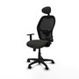 Piqueras Y Crespo Silla Alocén, Chaise de Bureau Synchrone Noire avec Appui-tête et Lombaire 1D