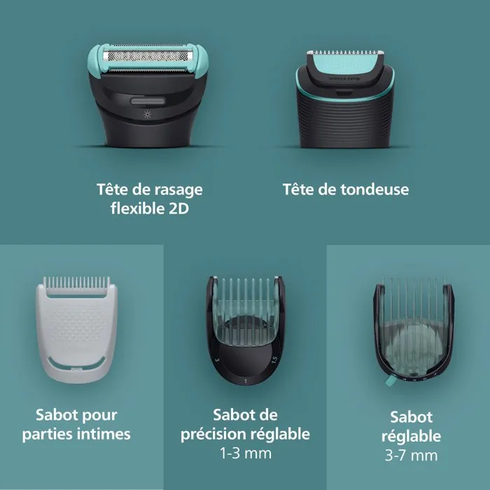 Philips Series 7000 BG7475/14 Tondeuse corps et zones intimes Noir Intense