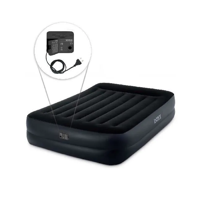 Intex - Matelas gonflable 2 personnes 150 x 200 x 42 cm, confort Dura-Beam Plus, housse floquée, pompe interne intégrée, intérieur