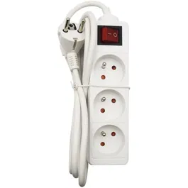 Bloc ménager 3 prises 2P+T GAO avec interrupteur, câble 1 m, protection enfants, conforme NF