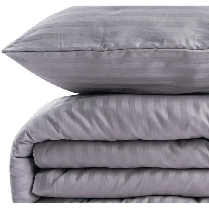 Parure de lit King Gris, 1 housse de couette 220 x 240 cm + 2 taies d'oreiller 60 x 60 cm, 70% polyester 30% coton, 120 fils, lavable machine Parure de lit King Gris, 1 housse de couette 220 x 240 cm + 2 taies d'oreiller 60 x 60 cm, 70% polyester 30% coton, 120 fils, lavable machine