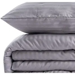 Parure de lit King Gris, 1 housse de couette 220 x 240 cm + 2 taies d'oreiller 60 x 60 cm, 70% polyester 30% coton, 120 fils, lavable machine