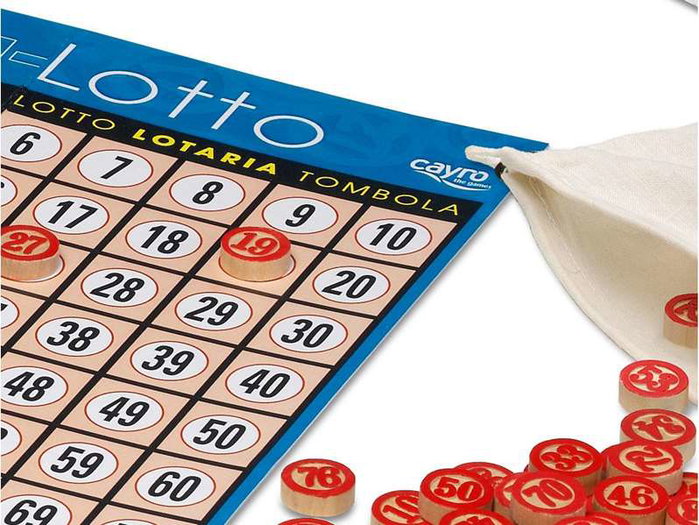Cayro Loto-Tombola 48 Cartons en Bois - Jeu de Société en 6 Langues (Espagnol, Anglais, Français, Italien, Portugais, Allemand)