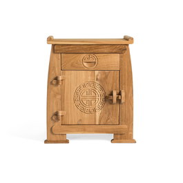 Table de Chevet en Bois Massif de Teca 60 cm de Haut avec 1 Tiroir et 1 Porte - Design Oriental Artisanal - GINER Y COLOMER