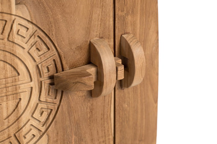 Table de Chevet en Bois Massif de Teca 60 cm de Haut avec 1 Tiroir et 1 Porte - Design Oriental Artisanal - GINER Y COLOMER Table de Chevet en Bois Massif de Teca 60 cm de Haut avec 1 Tiroir et 1 Porte - Design Oriental Artisanal - GINER Y COLOMER