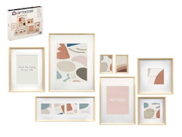 Giftdecor Set de 8 Porte-photos Mural Pastpardu Naturel Bois Eucalyptus 52.5x42.5x9.5 cm (Set de 4)