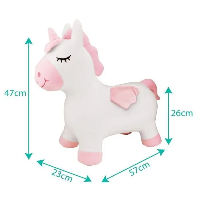 Lexibook - Licorne Sauteuse Gonflable en Peluche avec Housse Amovible - Jouet Gonflable Enfant 3 Ans+ (50 x 45 cm, Pompe Incluse)