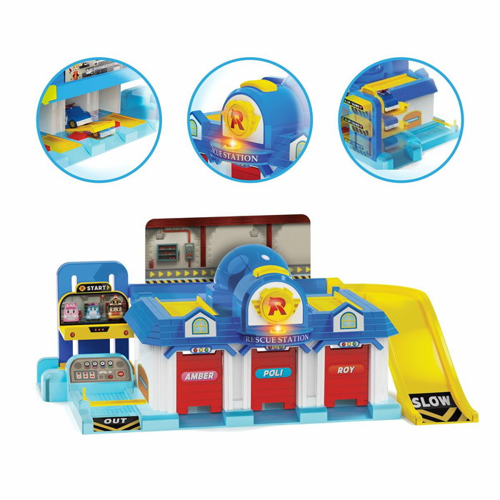 Silverlit Playset QG - Garage mini véhicules Robocar Poli avec 1 véhicule inclus