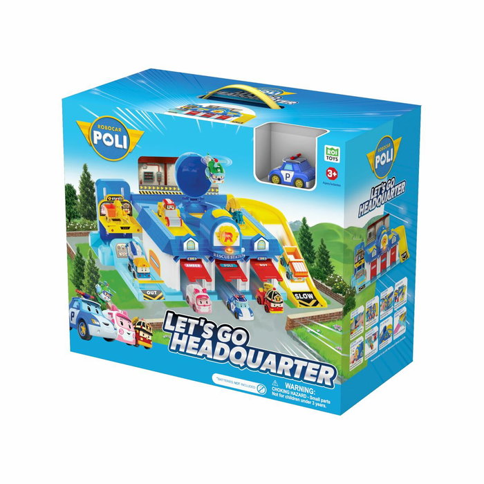 Silverlit Playset QG - Garage mini véhicules Robocar Poli avec 1 véhicule inclus
